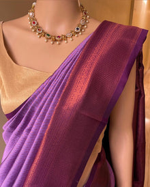 LAVENDER ART SILK SAREE WITH MAGENTA BORDER