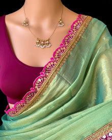 PASTEL GREEN METTALIC TISSUE SAREE