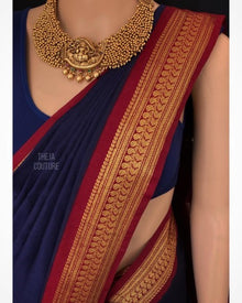 NAVY BLUE COTTON SILK SAREE