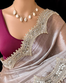 IVORY METTALIC TISSUE SAREE