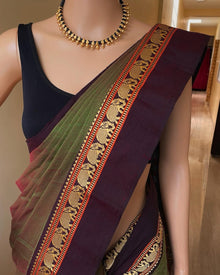 SEAWEED GREEN NARAYNPET COTTON SAREE