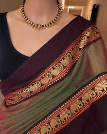 SEAWEED GREEN NARAYNPET COTTON SAREE