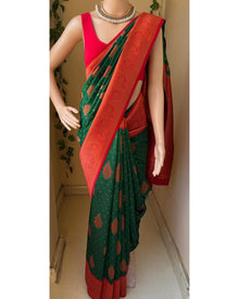BOTTLE GREEN ART SILK SAREE