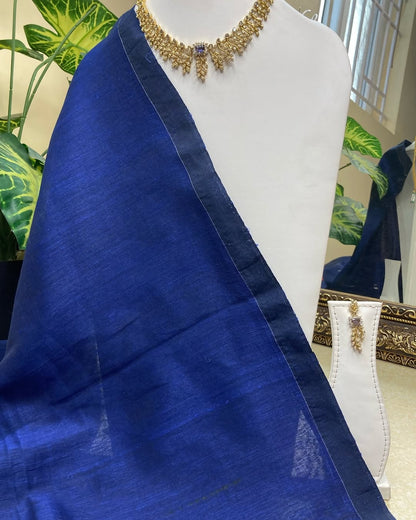 NAVY BLUE LINEN COTTON SAREE