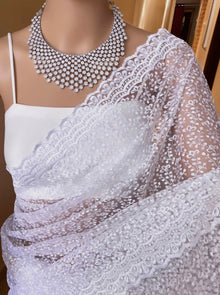 WHITE NET SAREE