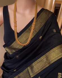 BLACK COTTON SILK FULL BUTTA SAREE