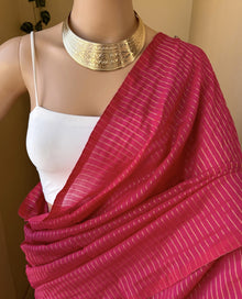 RANI PINK STRIPES COTTON SAREE