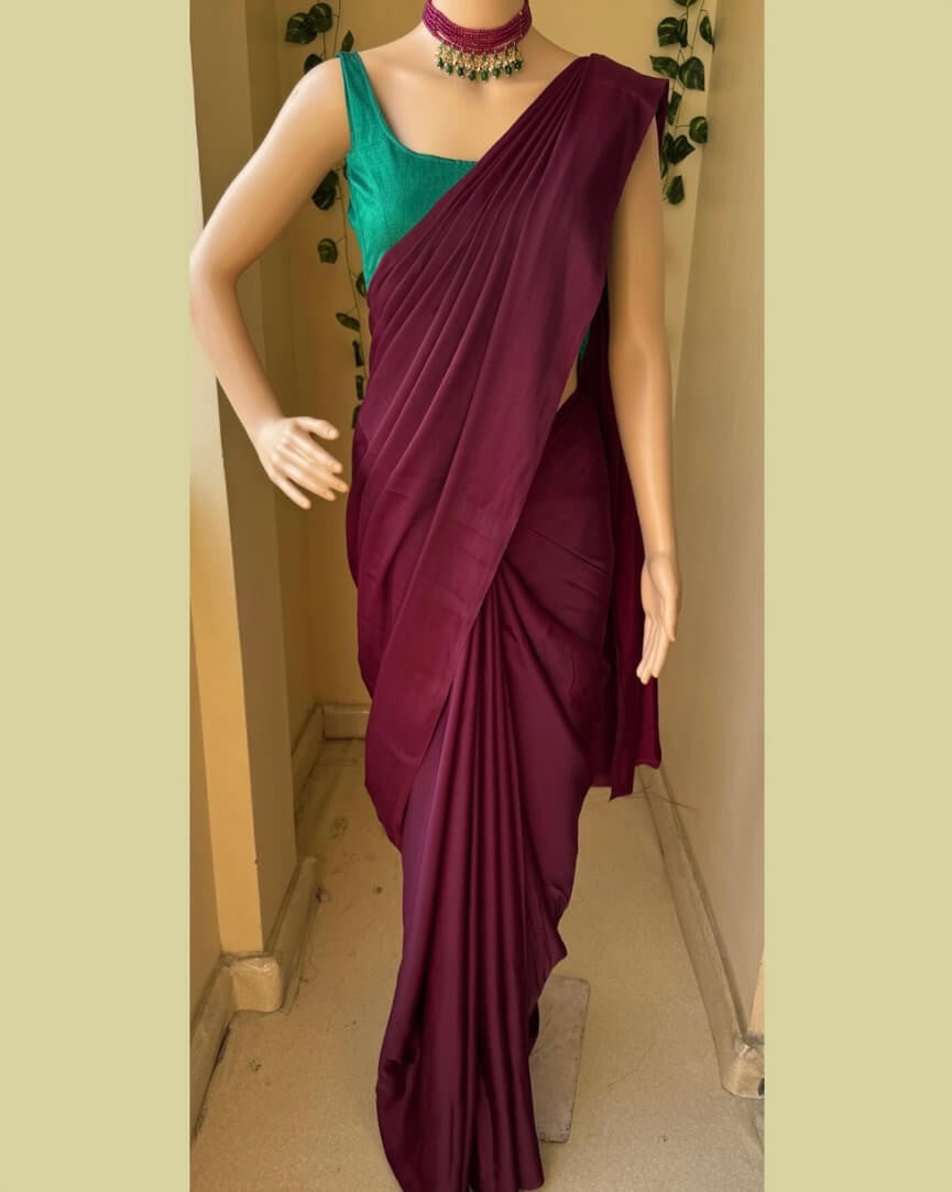 BEET PINK MALAI SILK SAREE
