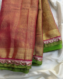 REDDISH GOLD LINEN TISSUE SAREE